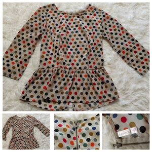 3for20🤍 Polka Dot Peplum Blouse With Bronze Back Zipper